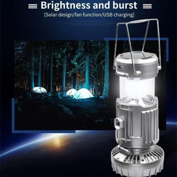 6 in 1 Portable Outdoor LED Camping Lantern With Fan